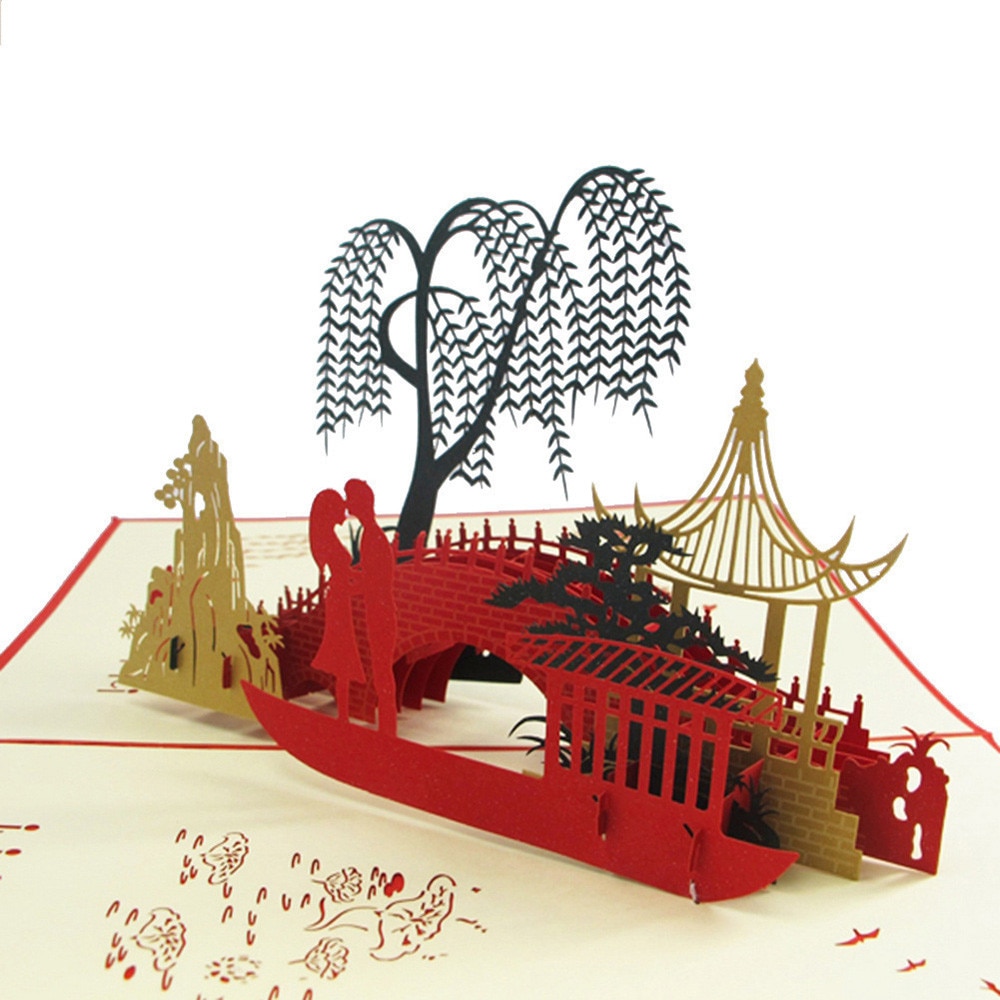 Newest creativity Paper 3D Pop Up Cards Valentine Lover Happy Birthday Anniversary Greeting Cards Postcards Card: P