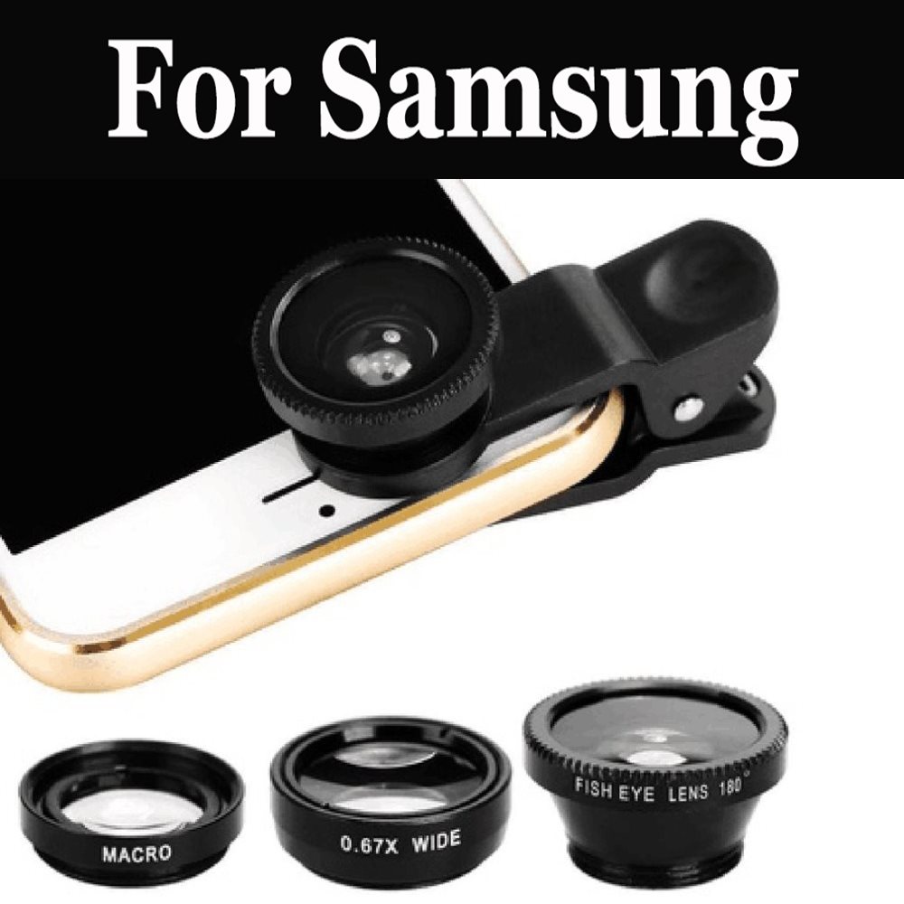 3In1 Wide Angle Macro Fisheye Lens Kit Phone Clip For Samsung Galaxy Note 7 On5 On7 S7 S7 Active S7 EDGE S8 Active Xcover 4