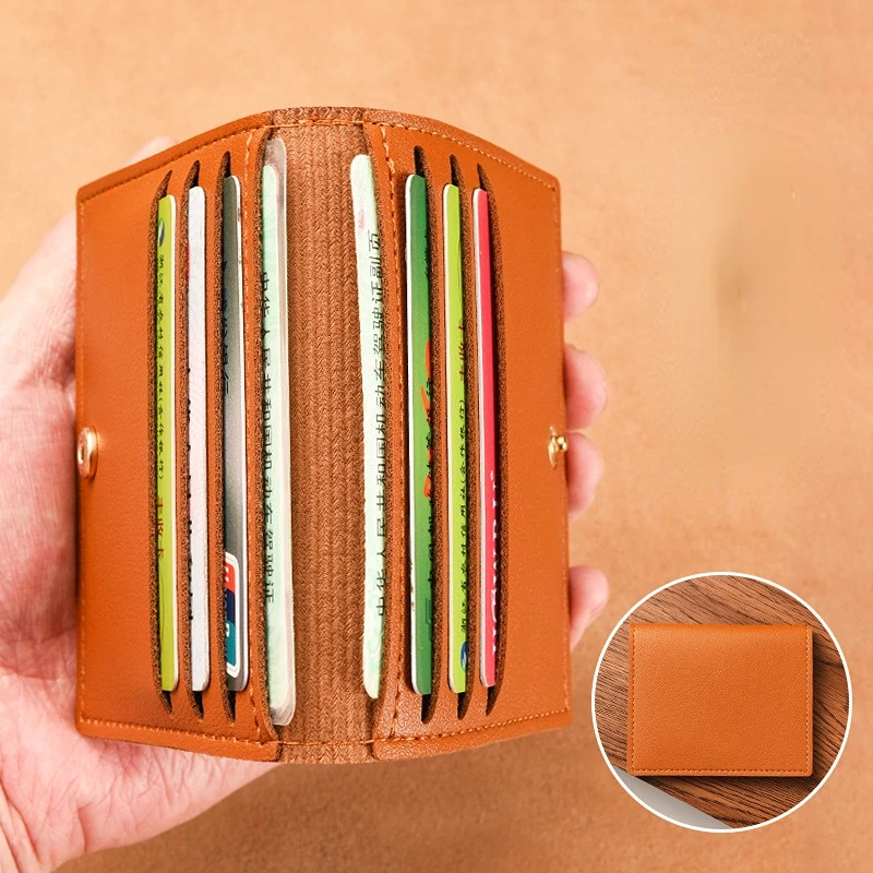 Ultradünne kleine Bankkarte mit mehreren Kartenfächern, Kartenhalter, Geldbörse für Damen und Herren, Kreditkartentasche, männlicher Kartenhalter, solide Lederbrieftasche: Beige