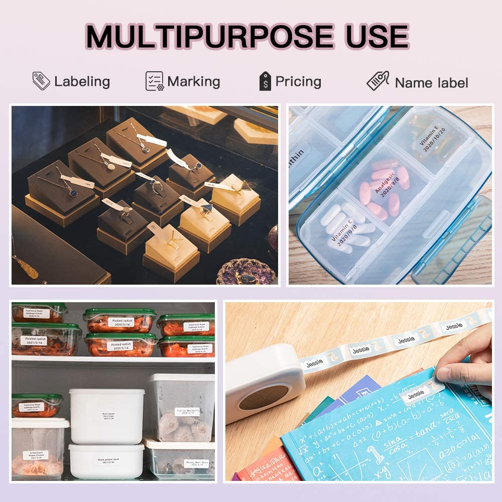 Phomemo Lotus Price Label Self-Adhesive Paper for Phomemo D30 Label Printer 3 Rolls of 390 Labels 14*50mm Printable Label Paper