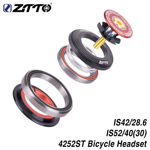 4252st mtb sykkel landeveissykkelhodesett 42 41.8 52mm 1 1/8 " 1 1/2 " konisk rett gaffel integrert vinkelkontaktlager billig: Rød