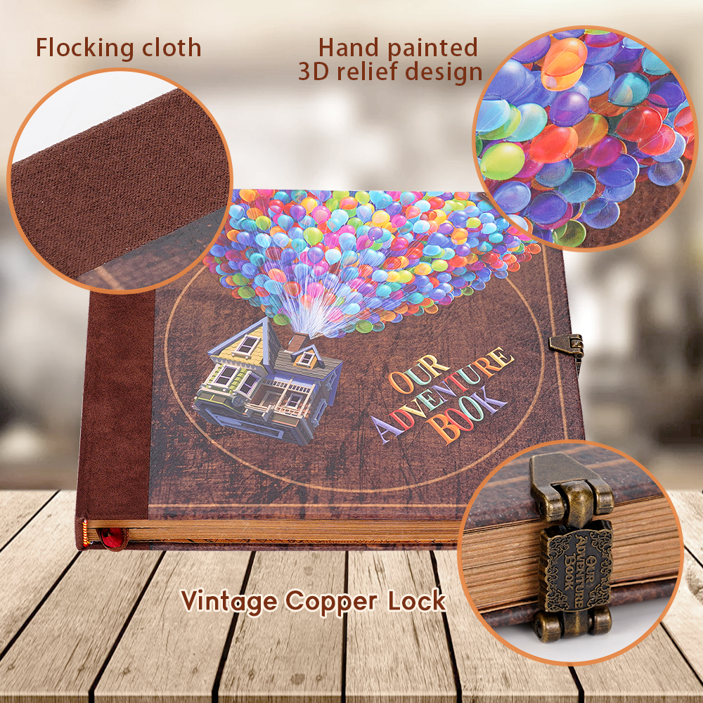 Álbum de fotos hecho a mano DIY de 146 páginas, álbum de recortes, nuestro libro de aventuras, álbum Retro Kraft, recuerdo de aniversario, boda, del día de la madre