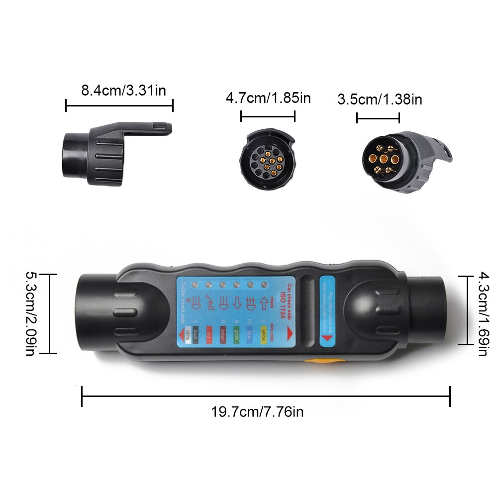 12V Truck Trailer RV Connector Tester Towing Lights Plug Socket Converter 13P To 7P 7P To 13P