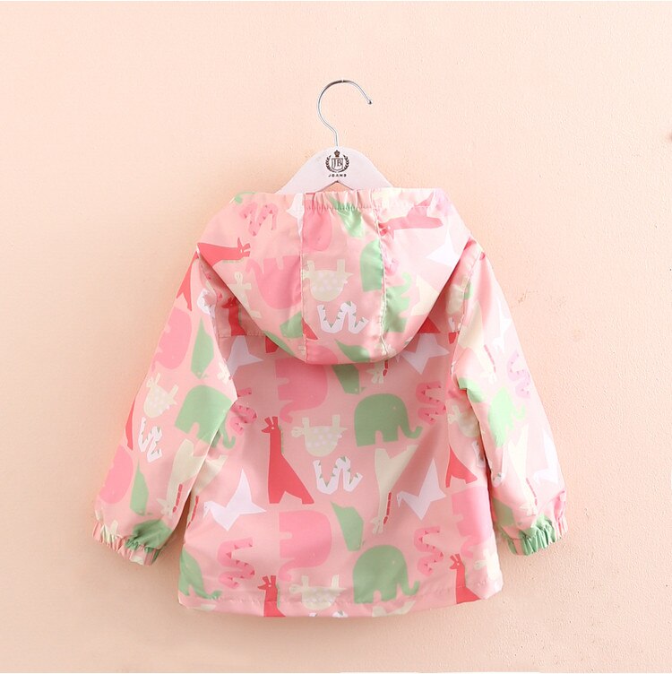 Spring Autumn Girls Windbreaker Coat Jackets Baby Kids Cartoon Printing Hooded Outwear For Baby Kids Coats Jacket Clothing