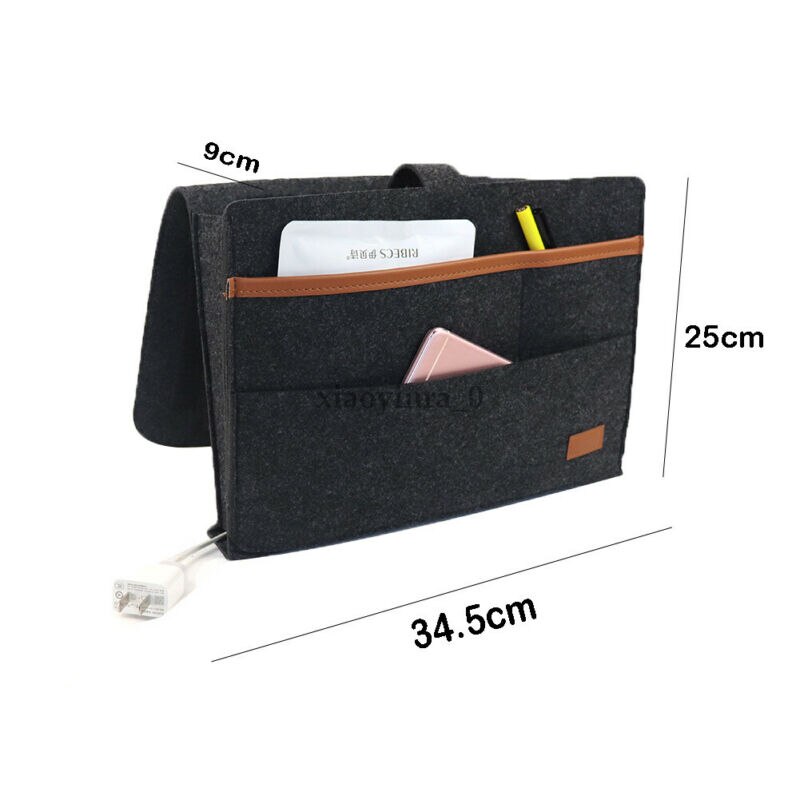 Felt Hanging Sofa Bedside Storage Bag Caddy Pocket Bedroom Phone Holder Book Organizer