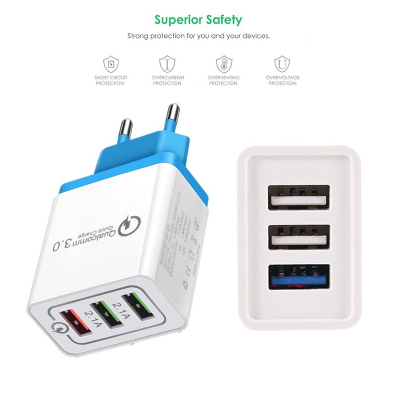 USB Charger EU Plug Quick Charge 3.0 Fast Charger Wall Charger For iphone 11 Pro X Samsung alaxy S8 S9 S10 S10e A50 A40 A30 A70