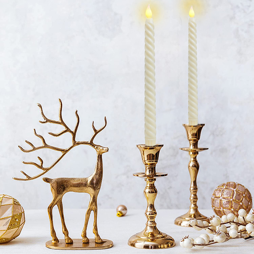 Velas cónicas LED sin llama, luces decorativas para ventana, velas navideñas, lámpara, velas largas eléctricas, candelabros sin llama con mecha 3D
