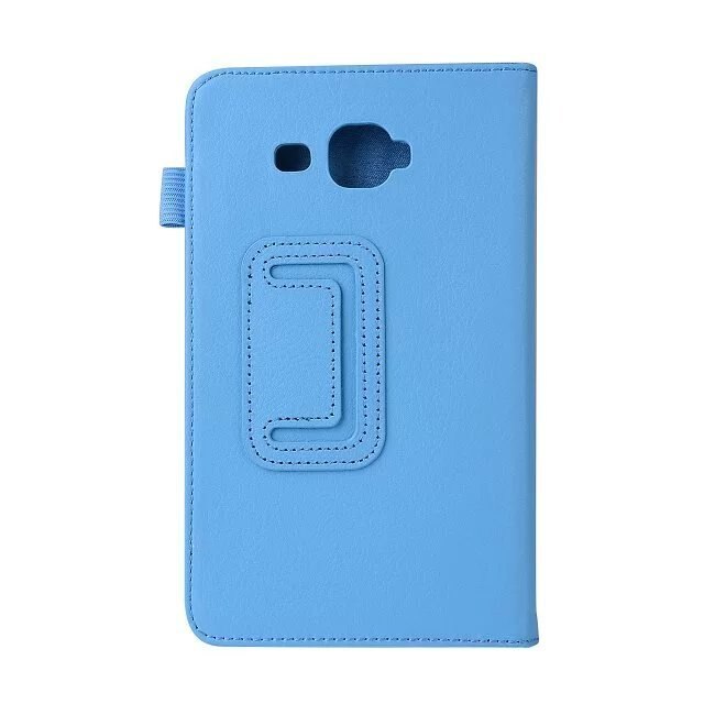 Voor Samsung Galaxy Tab 3 Lite 7.0 SM-T110 T111 T113 T116 Litchi Patroon Flip Pu Case Kan Opvouwbare Beugel tablet Cover: Light Blue / Tab 3 7.0 T210