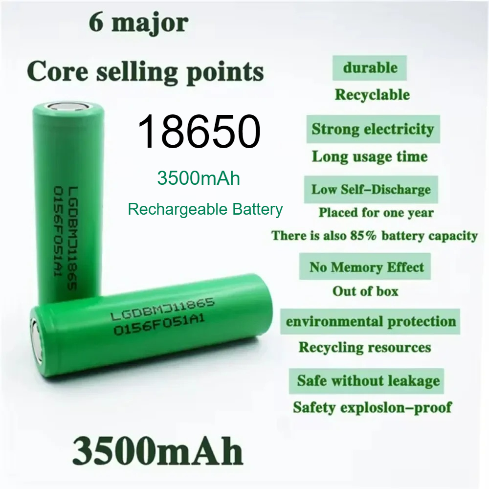 Original INR18650 MJ1 3500mAh 3.7V 25A High Drain Rechargeable Battery for Power Tools Flashlights DIY | Fast Charger Included