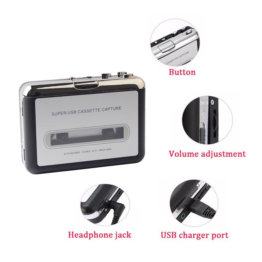 USB Cassette Player To MP3 Converter Capture Audio Music Player Tape Cassette Recorder Convert Music On Tape To Computer Laptop