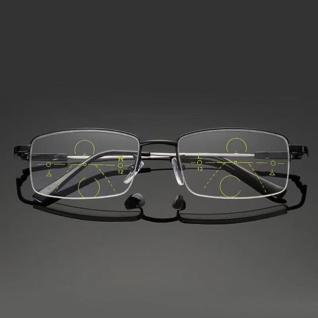 Gafas progresivas Sightto con lentes multifocales, gafas de lectura bifocales, gafas graduadas antiazules, montura de gafas de titanio: Negro / +250