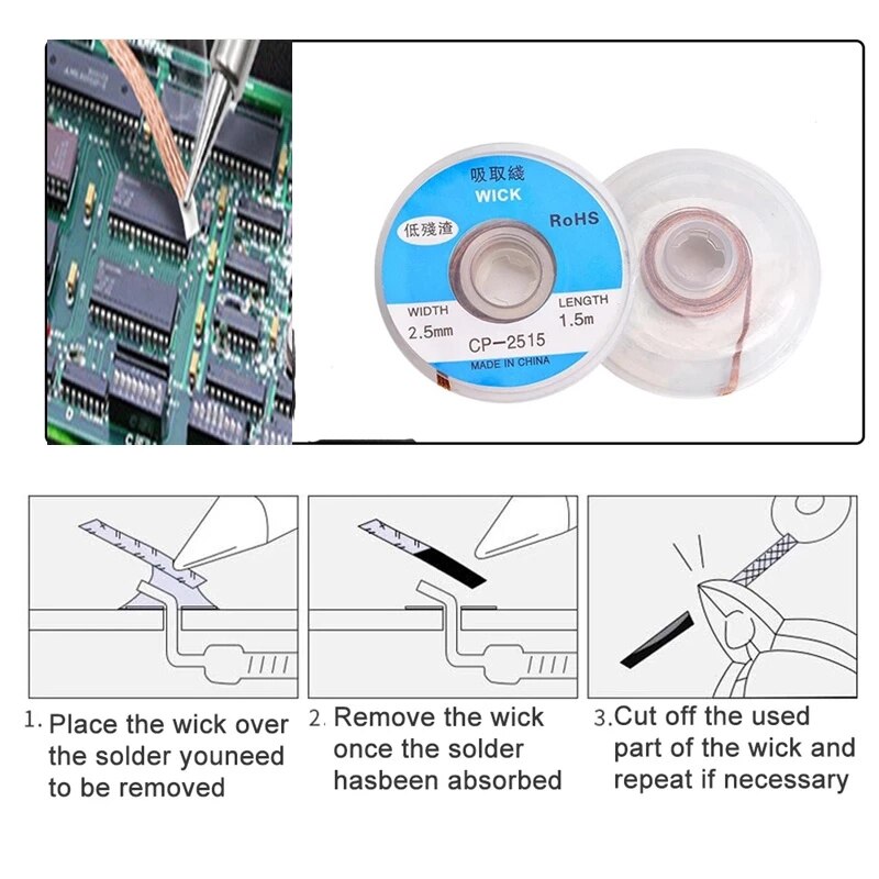 2.5Mm 3.5Mm Lassen Draden Desolderen Braid Solder Remover Wick Draad Reparatie Tool