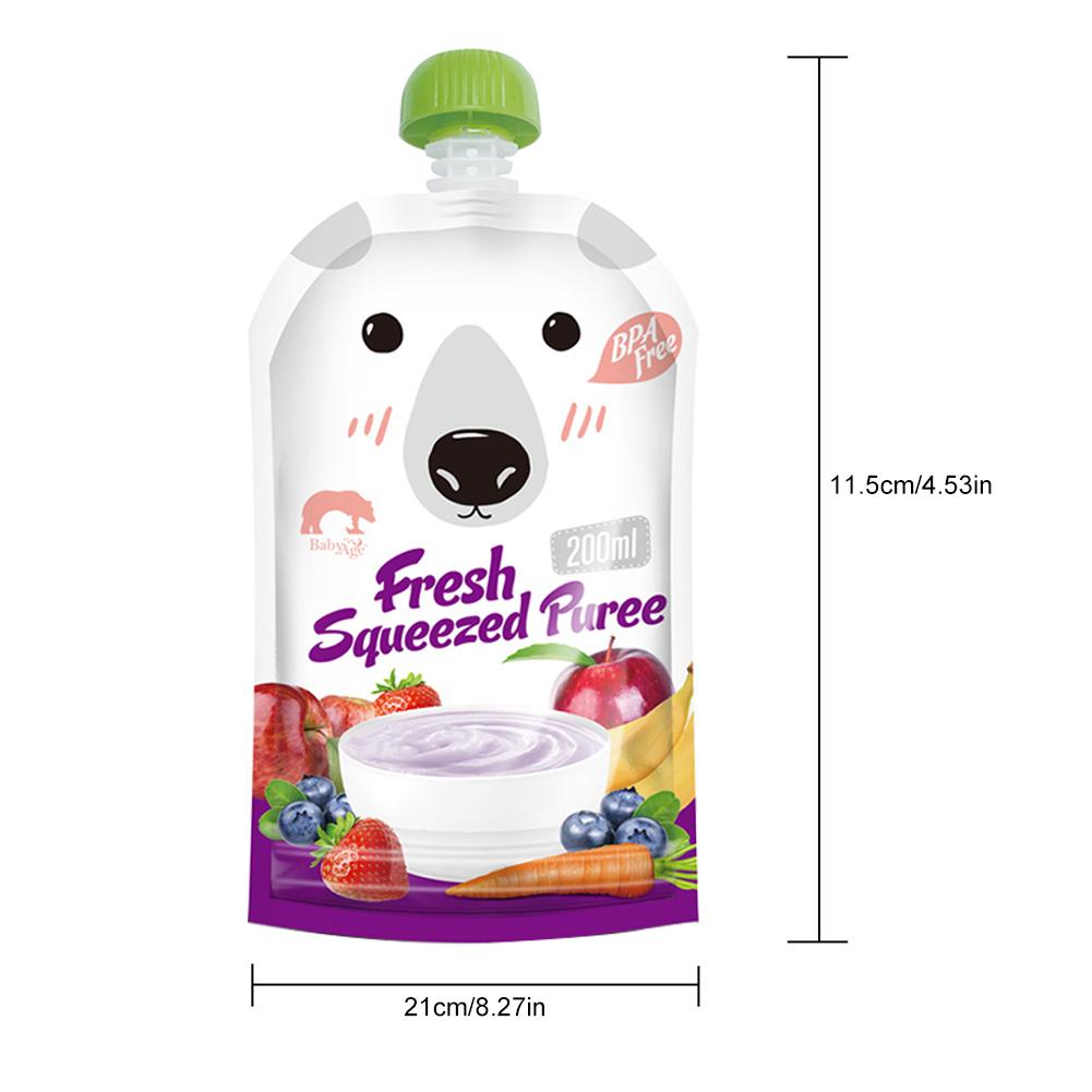 8 stk/pakke 200ml spædbørn opbevaringstaske modermælk opbevaringspose genanvendelig babymad pose baby dobbelt lynlås mad juice fodringsposer
