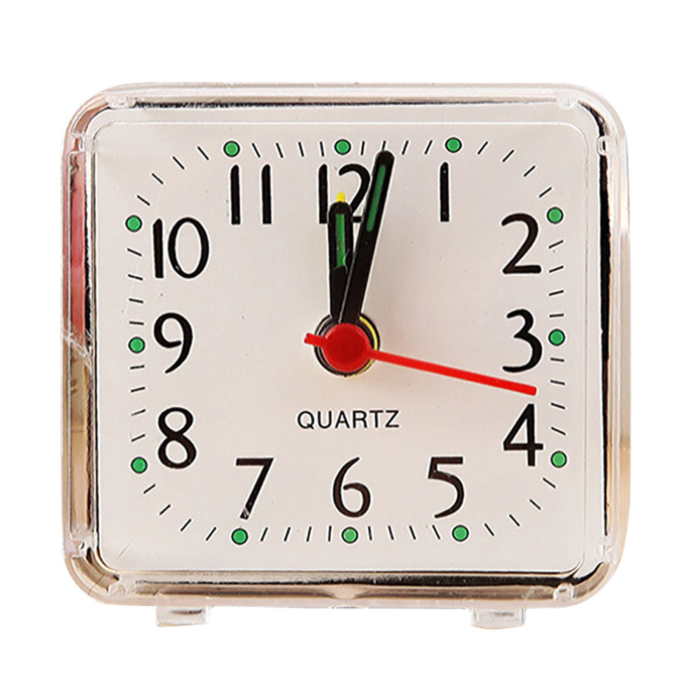 Alarm Clock Cute Square Small Bed Compact Travel Quartz Beep Alarm Clock Cute Portable Student Convenience Alarm Clock: White
