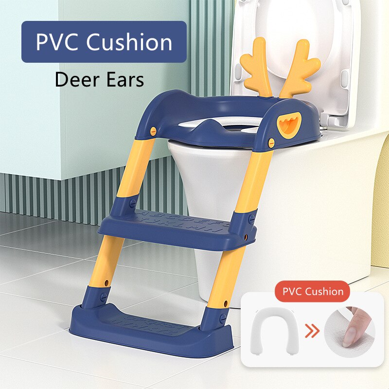 Kinderen Wc Trap-Stijl Jongens Meisjes Baby Ladder Vouwen Pot Met Kussen Kids Huishoudelijke Potje Urinoir Verstelbare Stap kruk: Blue PVC C