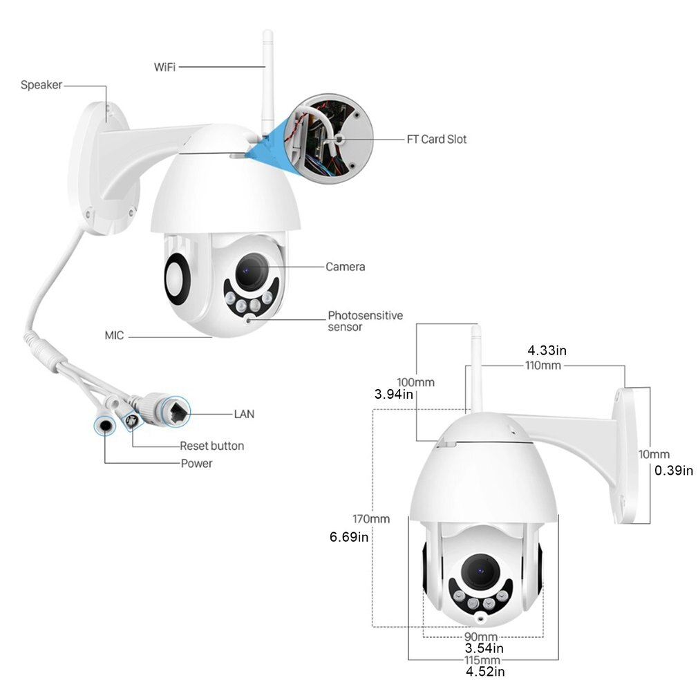 4 LED Drahtlose Kamera Ball Form 1080P Audio Sicherheit Home Haus Schule Unternehmen Sicher Kamera Im Freien Wasserdichte