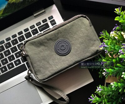 women Korean canvas clutch fabric coin purse female three-layer zipper mobile phone key bag card coin bag medium: 10a