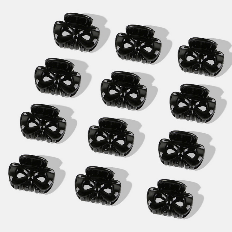 12-24 st/kartong svart mix färg liten flicka babysäker plast hår klämmor hårnålar flickor koreansk stil hårstyling accessoarer: 2.5cm st rosett svart