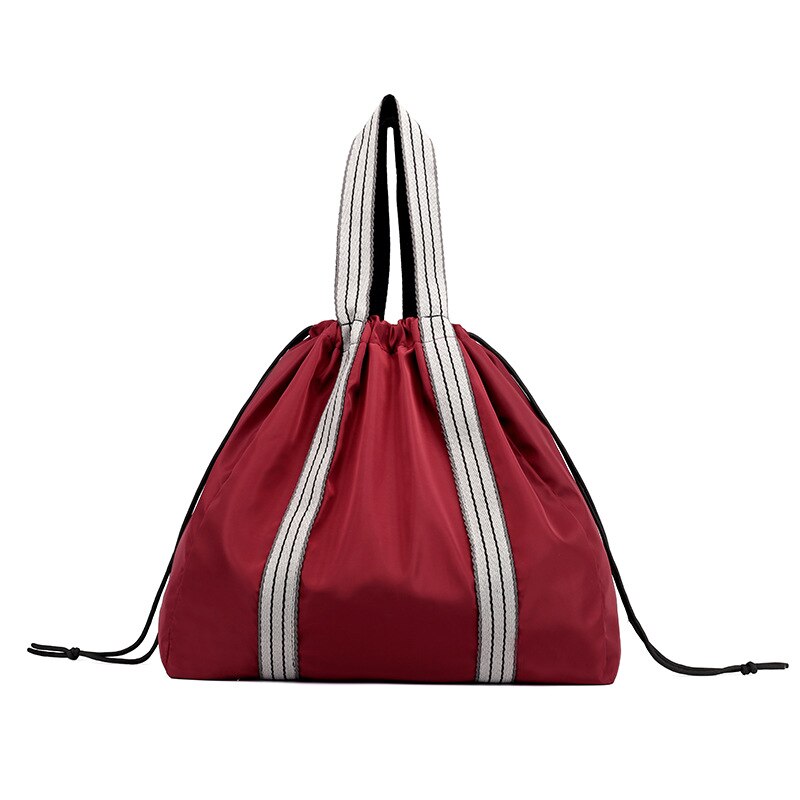 2020 novo estilo saco de fraldas pull-belt balde grande volume multi-funcional mãe saco europa e américa moda bolsa de viagem: Wine Red