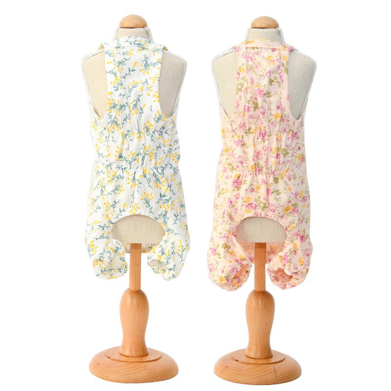 Hundepysjamas blomsterklær til små hunder katt pyjamas hund valp jumpsuit stropp sovetøy varme klær frakk yorkshire 30e