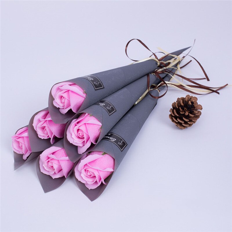 1pc romantiske kunstig såpe rose blomster bukett enkelt nellike for hjemmet bryllup dekor gjør det selv forsyninger valentinsdag: A3