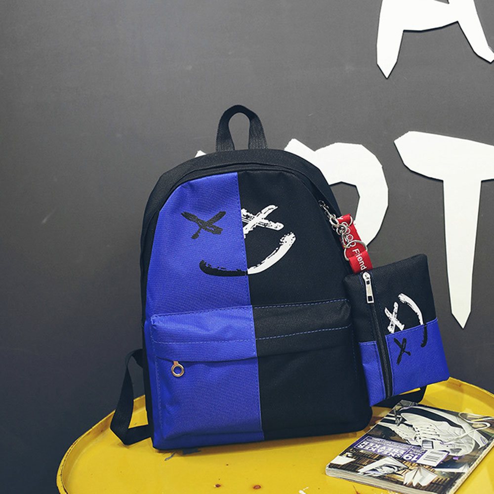 nouvelle impression décontracté toile sac à dos de unisexe Harajuku filles voyage école épaule noir rouge sac: Bleu