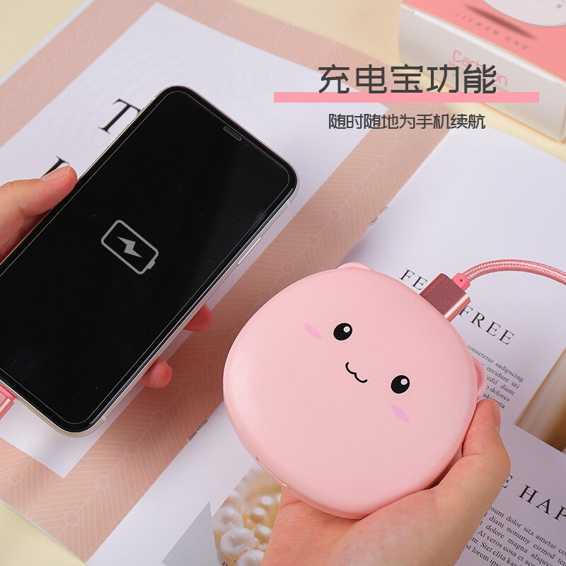 Hand Warmer Charger USB Mobile Power Hand Warming Egg LED Lights Cosmetic Mirror Multi-functional Hand Warmer