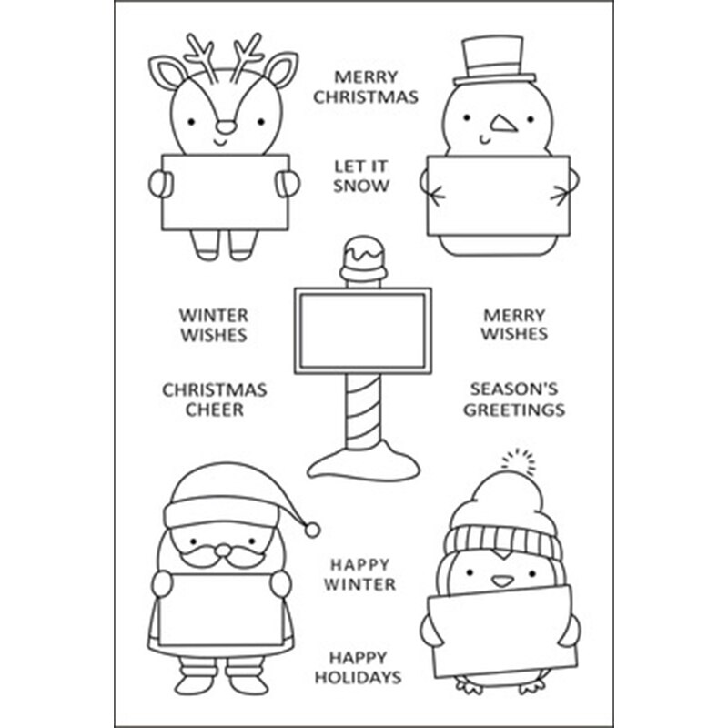 Pingouin bonhomme de neige tableau d'affichage tampons clairs et matrices de découpe en métal bricolage Scrapbooking papier Photo Album artisanat joint poinçon pochoirs: Only Stamp