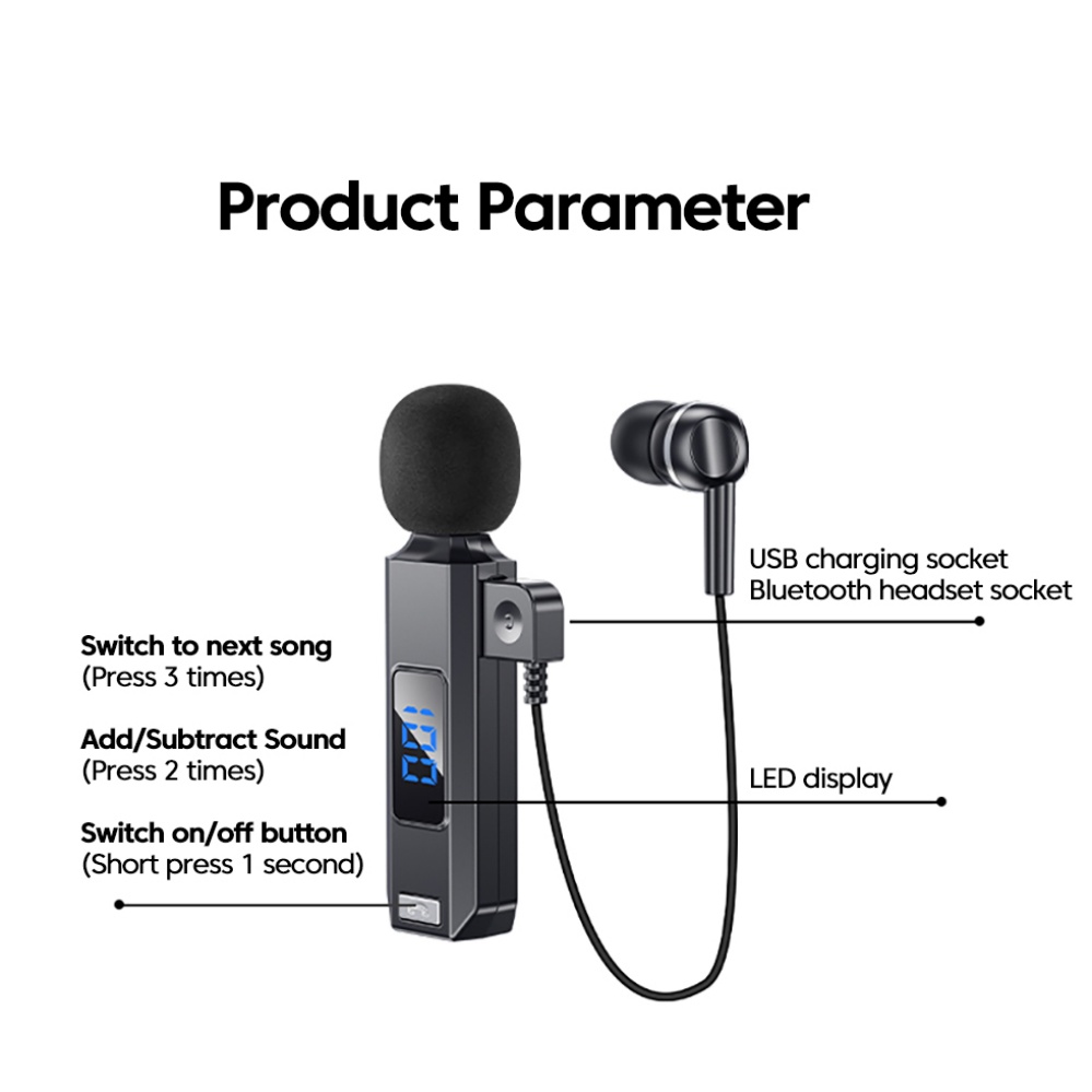 V5.5 słuchawki z klipsem na kołnierz bezprzewodowe słuchawki douszne Bluetooth z mikrofonem HD słuchawki z redukcją szumów sportowy zestaw słuchawkowy hifi