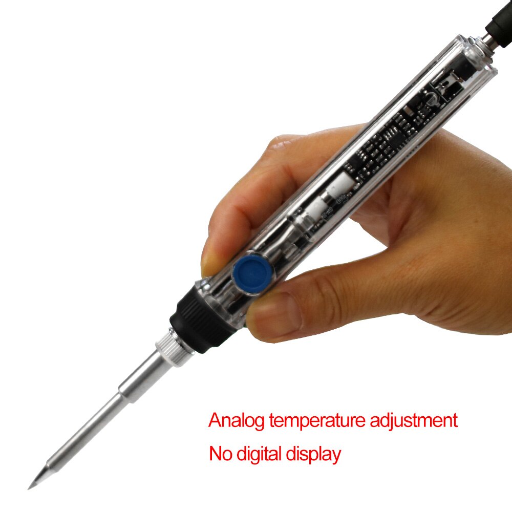 DC 16-24V 72W T12 Mini electric soldering iron adjustable temperature digital display Transparent plastic shell handle DC5521