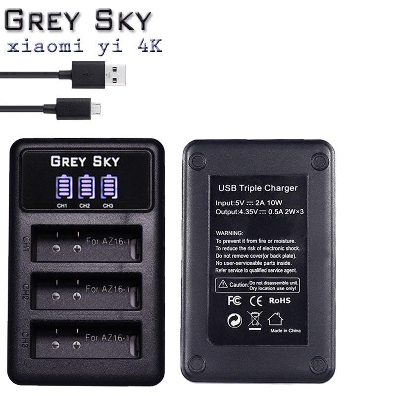 Batería de 1400mAh para Xiaomi Original Yi II Xiami yi 4k baterías + LED USB 3 ranuras cargador para Xiaoyi Yi Lite Cámara de Acción