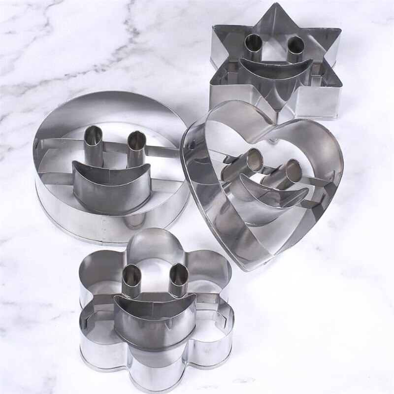 4 stykke smiley rustfrit stål cookie cutter kiks skimmel fondant kageform bageværktøj sukker kiks skimmel