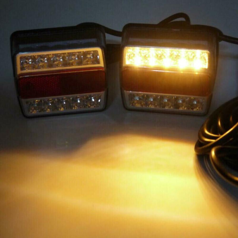 2 Pcs Rear LED Submersible Trailer Tail Lights Kit Boat Marker Truck Waterproof