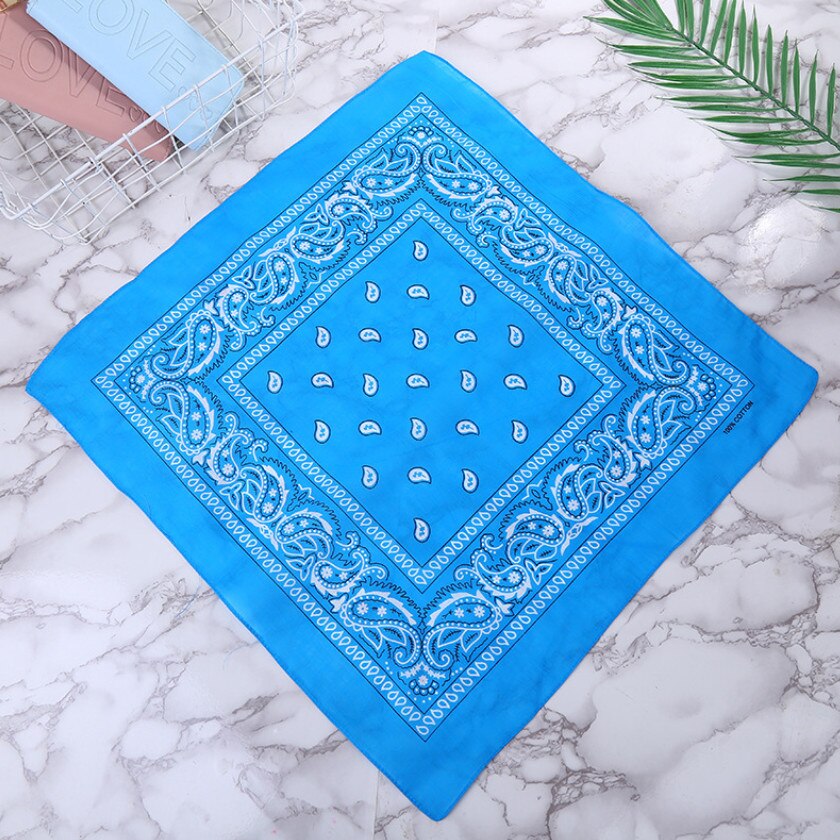 Hoofdband Unisex Mode Katoenen Bandana Vierkante Sjaal Voor Vrouwen Mannen Hoofdband Hoofddeksels Dubbelzijdig Hoofd Wrap Haaraccessoires: cyan