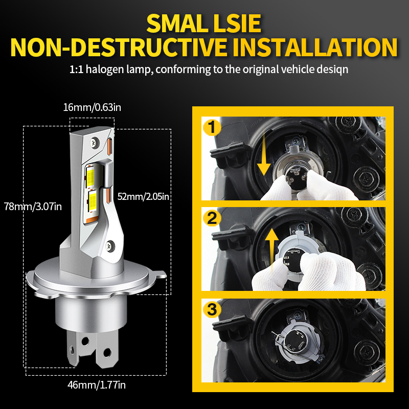 2 uds 20000LM H4 bombilla de faro LED 9003 HB2 haz alto y bajo Super brillante H4 Led faro de motocicleta luz automática lámpara Led 12V 6500K