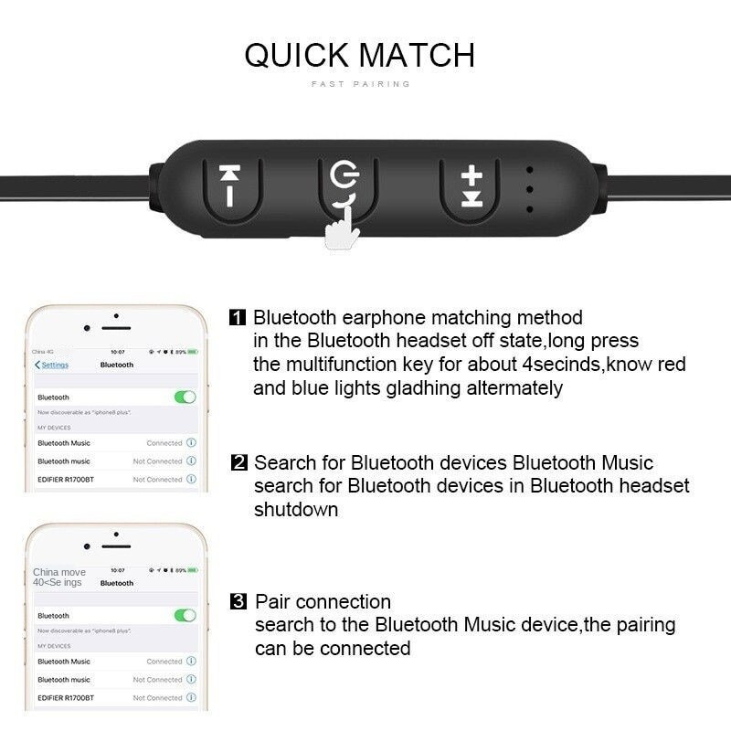 Wireless Magnetic Bluetooth 4.2 Headset Sports Earbud Headset with Microphone for Iphone Samsung Huawei