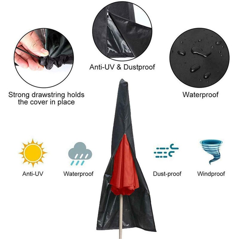 Vandtæt uv-resistent 600d udendørs gårdhave paraply beskyttende betræk med lynlås til have cantilever parasol paraplyer sag