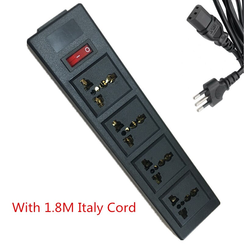 Multifunction 250v 13a 4 jack Universal power outlet PDU strip IEC320 plug adaptor desktop extension socket power cord converter: Italy cord strip