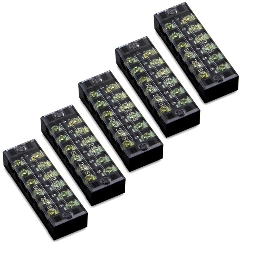 10PCS 25A Dual Row Wire Screw Barrier Terminal Block Power Distribution Terminal for Home Wire with 5 Connector Strips Set