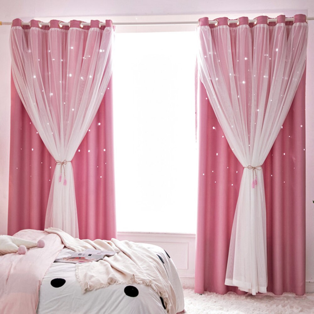 1Panel Window Curtain Hollowed Out Stars Shading Curtain Drape Purdah for Home Living Room Bedroom Curtains for Living Room