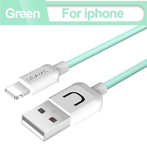 USB Kabel Voor iPhone 7 Kabel, USAMS 2A Snel Opladen voor iPhone X 8 7 6 6s plus 5s 5 SE Datum Kabels charger voor verlichting kabel: Green