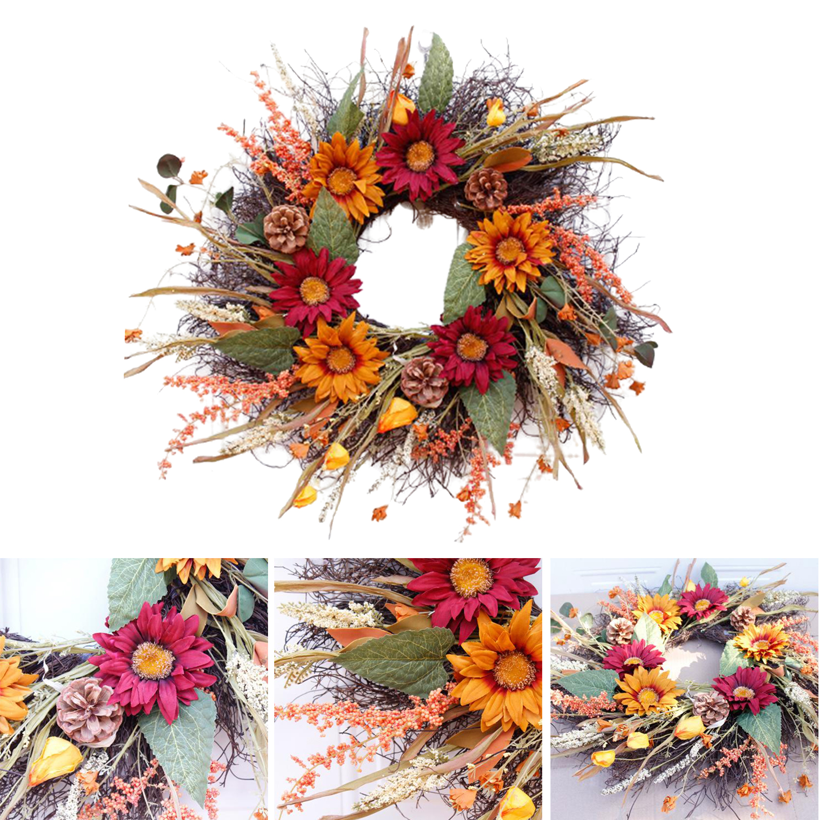 CCYLEZ 10-pcs Glitter Poinsettia Flowers Artificial Flowers for