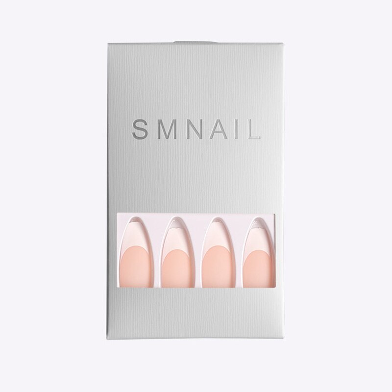 Ongles à pression, 24 pièces, couleur chair, Matte, Nude, rose, blanc, cercueil, Style français, ballerine, tenue, forme carrée, tête carrée