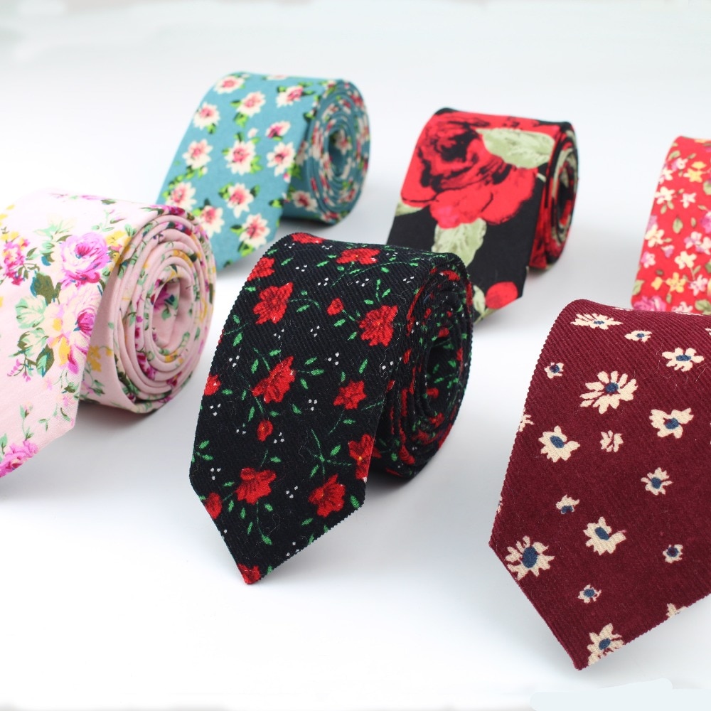 Bomull rose herre fargerike slips slips slips smal krysantemum slim mager cravate smale tykke slips 6cm