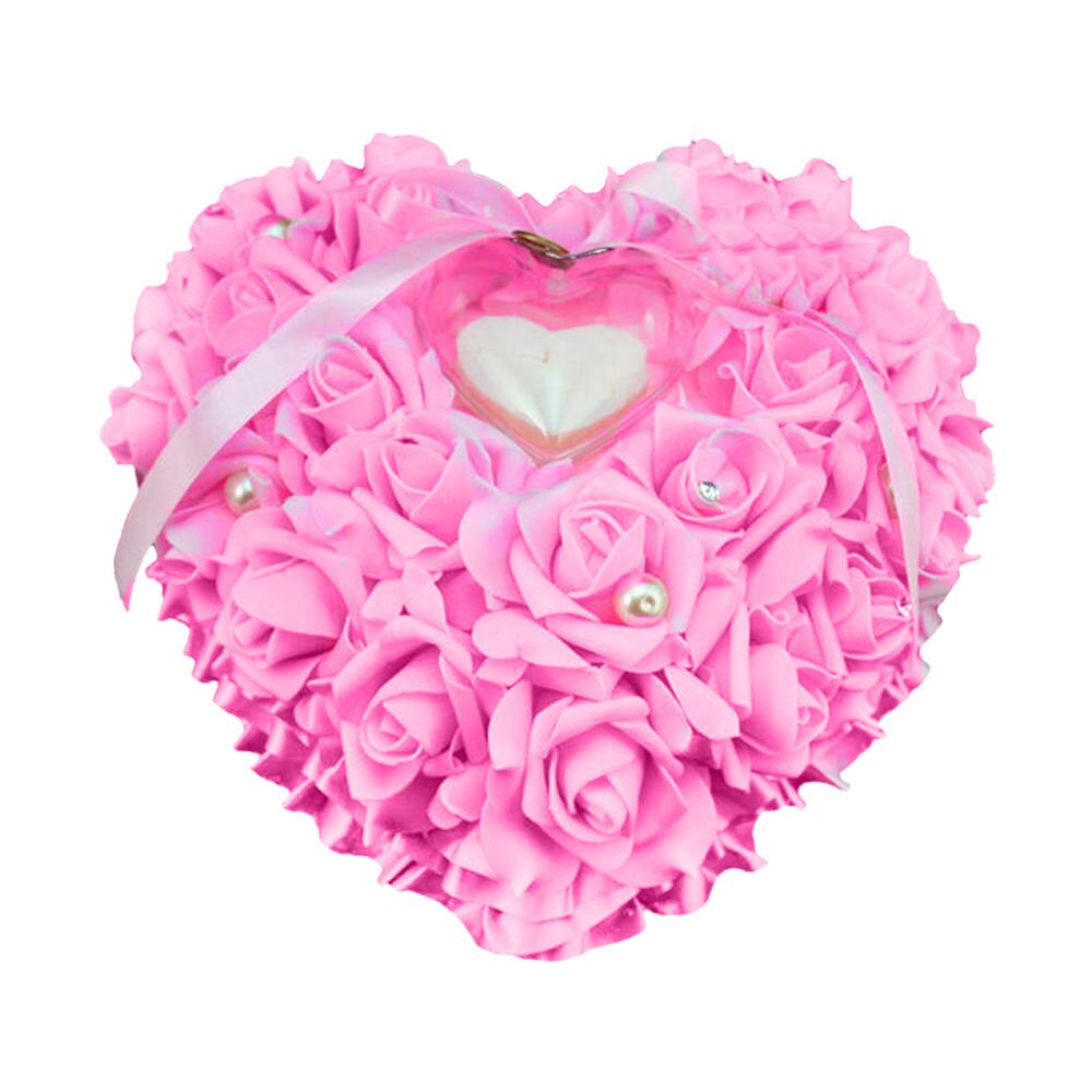 Wedding Ring Box Hang Ring Kussen Hart Strass Parel Ring Opbergdoos Foam Case Trouwbedankjes Decoratie