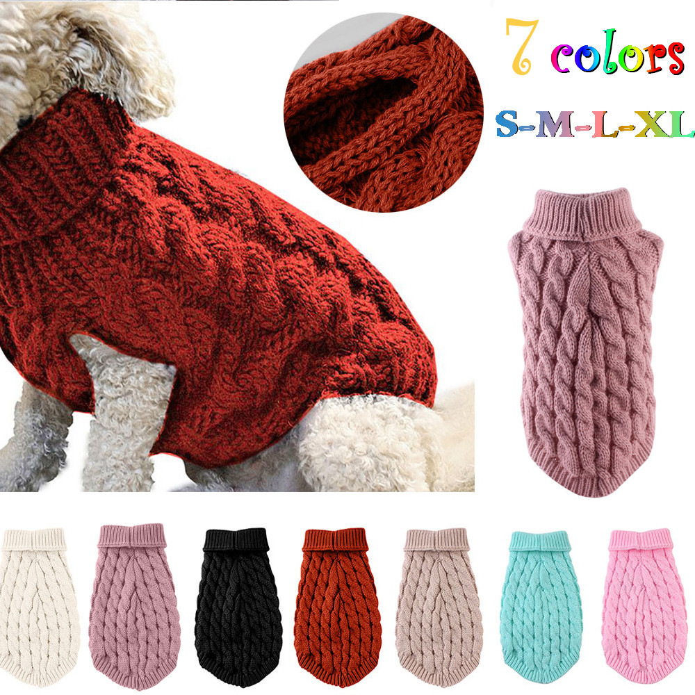 huisdier kleine hond kleding trui mode herfst winter effen gebakken stof wendingen breien warme comfort kleding