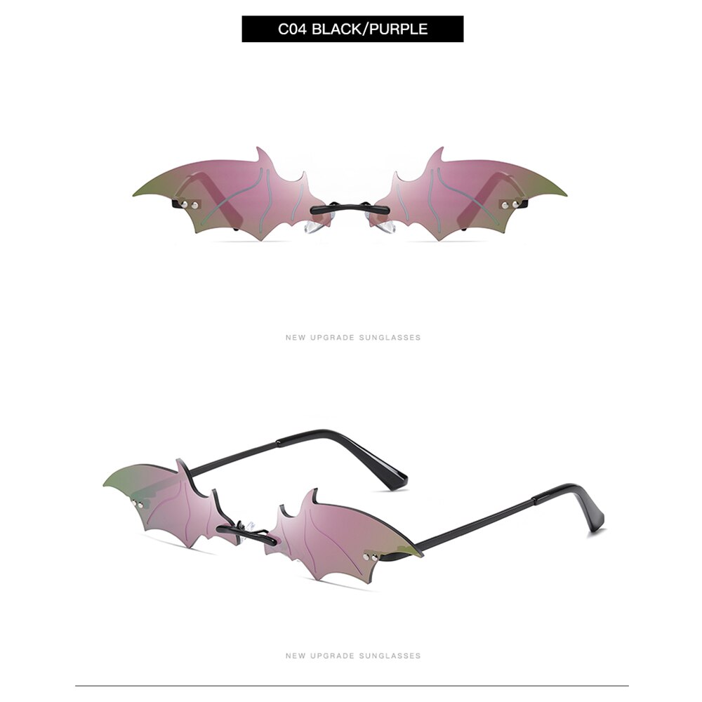 Zonnebril Voor Vrouwen Mannen Retro Randloze Vleermuis Vorm Zonnebril UV400 True Film Lens Eyewear Streetwear Trending: 4