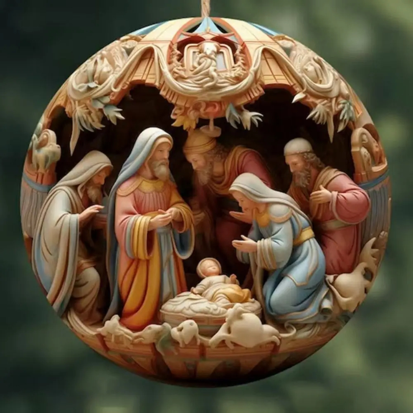 3D geschilderde kerststal kersthanger kerstboomversieringen creatieve kerstdecoratie woondecoratie