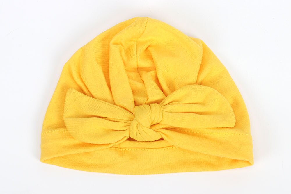 1 pièces Bebe filles garçons doux arcs Turban lapin oreille noeud casquette bonnet chapeau musulman inde chapeau bohème bowknot turbans Cap: Jaune