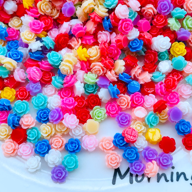 100 Stuks 5mm Kawaii Leuke Gemengde Bloemen Plat Hars Cabochons Scrapbooking DIY Sieraden Ambachtelijke Decoratie Accessorie A41